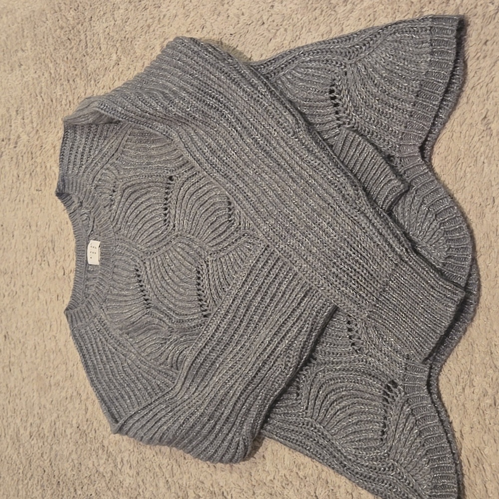 Gray scalloped sweater